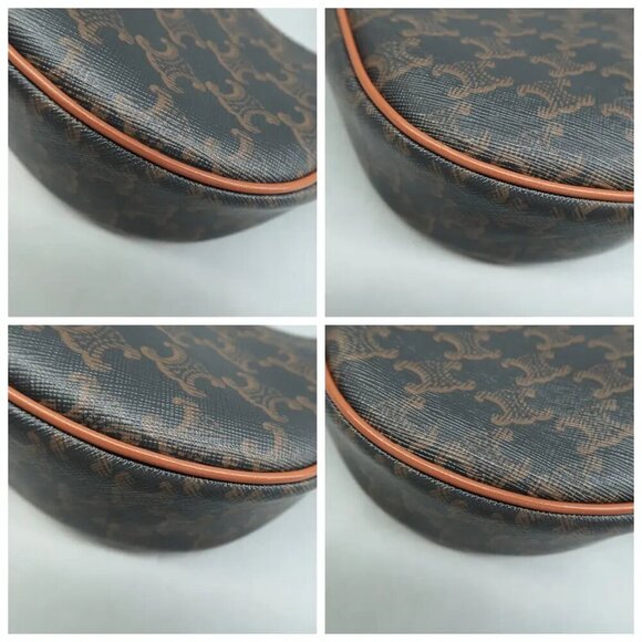 100% Authentic CELINE Triomphe Grey Canvas Shoulder Bag 2033-082524 - Picture 6 of 12